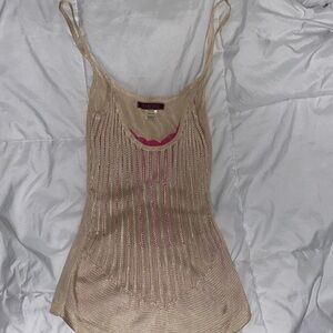 Brandenburg knit tank top pink mesh accent sz S